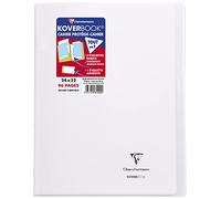 Cahier piqué polypro Koverbook 24x32 cm 96 pages grands carreaux Seyes blanc transparent CLAIREFONTAINE