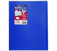 Cahier piqué polypro Koverbook 24x32cm 96 pages grands carreaux Seyes bleu marine transparent CLAIREFONTAINE