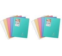 Clairefontaine 981441C Un Cahier Agrafé Koverbook Silver - 24x32 cm - 96 Pages Grands Carreaux - Papier Blanc 90 g - Couverture Polypro Opaque - Couleur Aléatoire (Lot de 2)