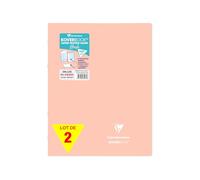 Clairefontaine 981479AMZC Lot de 2 Cahiers Agrafés Koverbook Blush Corails - 24x32 cm - 96 Pages Grands Carreaux - Papier Blanc 90 g - Couverture Polypro Opaque