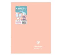 Clairefontaine 981479C Un Cahier Agrafé Koverbook Blush Corail - 24x32 cm - 96 Pages Grands Carreaux - Papier Blanc 90 g - Couverture Polypro Opaque