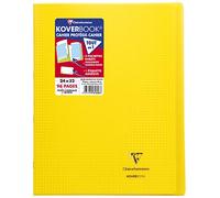 Clairefontaine 981606C Un Cahier Agrafé Koverbook Jaune - 24x32 cm - 96 Pages Petits Carreaux avec Marge - Papier Blanc 90 g - Couverture Polypro