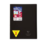 Clairefontaine 981607AMZC Lot de Cahiers Agrafés Koverbook Noir - 24x32 cm - 96 Pages Petits Carreaux avec Marge - Papier Blanc 90 g - Couverture Polypro