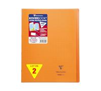 Clairefontaine 981609AMZC Lot de 2 Cahiers Agrafés Koverbook Oranges - 24x32 cm - 96 Pages Petits Carreaux avec Marge - Papier Blanc 90 g - Couverture Polypro