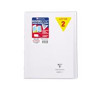 Clairefontaine 981620Cpack Un Lot de 10 Cahiers Agrafés Koverbook Incolores - 24x32 cm - 96 Pages Petits Carreaux avec Marge - Papier Blanc 90 g - Couverture Polypro