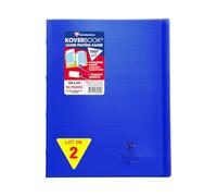 Clairefontaine 981622AMZC Lot de 2 Cahiers Agrafés Koverbook Bleus Marines - 24x32 cm - 96 Pages Petits Carreaux avec Marge - Papier Blanc 90 g - Couverture Polypro