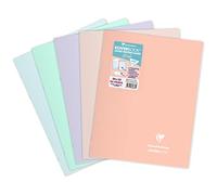 Clairefontaine 981681C Un Cahier Agrafé Koverbook Blush - 24x32 cm - 96 Pages Petits Carreaux avec Marge - Papier Blanc 90 g - Couverture Polypro Opaque - Couleur Aléatoire