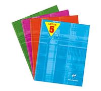 Clairefontaine 9841C - Lot 5 Cahiers Brochure Rembordée 17x22cm 192p GC