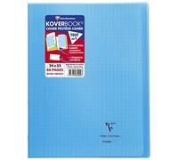Clairefontaine 984402C Un Cahier Agrafé Koverbook Bleu - 24x32 cm - 48 Pages Grands Carreaux - Papier Blanc 90 g - Couverture Polypro