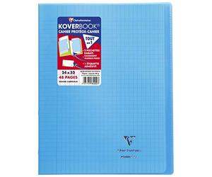 Clairefontaine 984402C Un Cahier Agrafé Koverbook Bleu - 24x32 cm - 48 Pages Grands Carreaux - Papier Blanc 90 g - Couverture Polypro