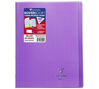 Clairefontaine 984405C Un Cahier Agrafé Koverbook Violet - 24x32 cm - 48 Pages Grands Carreaux - Papier Blanc 90 g - Couverture Polypro