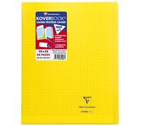 Clairefontaine 984406C Un Cahier Agrafé Koverbook Jaune - 24x32 cm - 48 Pages Grands Carreaux - Papier Blanc 90 g - Couverture Polypro