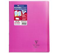 Clairefontaine 984408C Un Cahier Agrafé Koverbook Rose - 24x32 cm - 48 Pages Grands Carreaux - Papier Blanc 90 g - Couverture Polypro