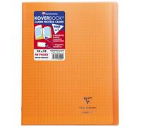 Clairefontaine 984409C Un Cahier Agrafé Koverbook Orange - 24x32 cm - 48 Pages Grands Carreaux - Papier Blanc 90 g - Couverture Polypro