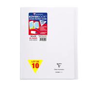Clairefontaine 984420C - Un Paquet de 10 Cahiers Piqués Koverbook 48 Pages 24X32 cm 90G Grands Carreaux, Couverture Polypro (Plastique) Transparente, Incolore