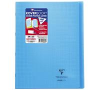 Clairefontaine 984602C Un Cahier Agrafé Koverbook Bleu - 24x32 cm - 48 Pages Petits Carreaux avec Marge - Papier Blanc 90 g - Couverture Polypro