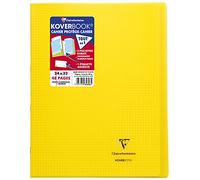Clairefontaine 984606C Un Cahier Agrafé Koverbook Jaune - 24x32 cm - 48 Pages Petits Carreaux avec Marge - Papier Blanc 90 g - Couverture Polypro