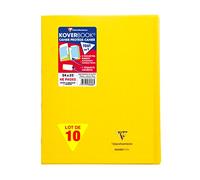Clairefontaine 984606C Un Lot de 10 Cahiers Agrafés Koverbook Jaunes - 24x32 cm - 48 Pages Petits Carreaux avec Marge - Papier Blanc 90 g - Couverture Polypro