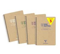 Clairefontaine 9851C - Uninotes carnet reliure intégrale 14,8x21cm 160p détachables ligné assortiment - Paq de 5