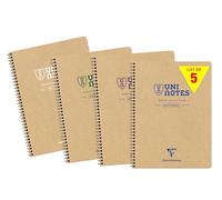 Clairefontaine 9852C - Uninotes carnet reliure intégrale 22,5x29,7cm 160p détachables et perforées 4 trous Q.5x5 assortiment - Paq de 5