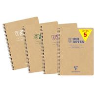 Clairefontaine 9853C - Uninotes carnet reliure intégrale 22,5x29,7cm 160p détachables et perforées 4 trous ligné assortiment - Paq de 5