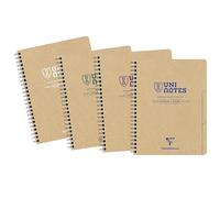 Clairefontaine 9860Cpack Uninotes Project Book Un Lot de 5 Carnet à Spirale -A5+16x21cm -160 Pages Détachables Petits Carreaux - Papier Recy lanc 90g - Couverture Kraft Recy ouleur Aléatoire