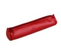 Clairefontaine 77030C Collection Nomaddict (ex Age Bag) Une Petite Trousse Ronde en Véritable Cuir d'Agneau Rouge - 18,5 cm x 4 cm de Diamètre
