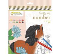 Clairefontaine Avenue Mandarine GY109C- Livre de coloriage Graffy Pop Number, avec 24 dessins à colorier 12 dessins x 2, 1 pièce, cheval