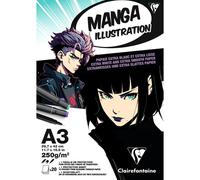 Clairefontaine Bloc Manga Illustration A3 25 feuilles 250g pour dessin, encre, feutres