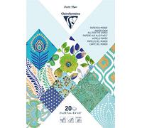 Clairefontaine - Bloc de 20 Feuilles de Papiers Artisanaux Bleus Format A4 (21x29,7 cm) - Loisirs Créatifs - Carterie Créative, Scrapbooking et Décoration - 95095C