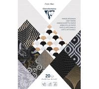Clairefontaine - Bloc de 20 Feuilles de Papiers Artisanaux Noirs Métallisés Format A4 (21x29,7 cm) - Loisirs Créatifs - Carterie Créative, Scrapbooking et Décoration - 95098C