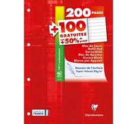 Clairefontaine Bloc De Cours 21x29,7cm 200+100p Gratuites 90g L+M Perfo.4t