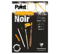 CLAIREFONTAINE Bloc Paint'ON, Noir, colle en tête, 20 feuilles, 250 g, A5