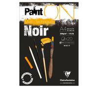 Clairefontaine Bloc collé PaintON Multi-techniques 20 feuilles A4 250 g Noir grain légèrement rugueux