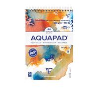 Bloc - Aquarelle - A4+ - Grain moyen fin - Spirales - 25 feuilles - 300g - Clairefontaine - Aquapad
