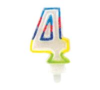Eurowrap 6828-4C - Une Bougie Anniversaire - Chiffre 4 - Décoration Pour Gateaux, Topper Pour Gateaux, Anniversaires Enfants Et Adultes