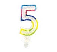 Eurowrap 6828-5C - Une Bougie Anniversaire - Chiffre 5 - Décoration Pour Gateaux, Topper Pour Gateaux, Anniversaires Enfants Et Adultes