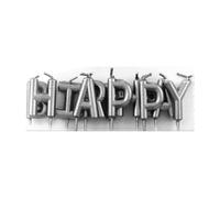 Eurowrap 24327-SC - Un Lot De 13 Bougies Métallisées En Forme De Lettre : ''Happy Birthday'' - Couleur : Argent - Bougies D'anniversaire, Anniversaire, Happy Birthday