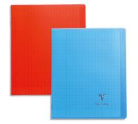 Clairefontaine 984401C Un Cahier Agrafé Koverbook - 24x32 cm - 48 Pages Grands Carreaux - Papier Blanc 90 g - Couverture Polypro Couleur Aléatoire