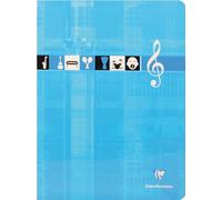Clairefontaine 3307C Un Cahier Agrafé de Musique et Chants - 24x32 cm - 48 Pages Grands Carreaux et Portées - Papier Blanc 90 g - Couverture Carte Pelliculée - Couleur Aléatoire