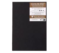 Clairefontaine 975526C Carnet Piqué Goldline - 20 Feuilles Papier Dessin Blanc - A3 29,7x42 cm 140g - Format Portrait - Couverture Souple Noire