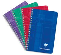 CLAIREFONTAINE Carnet spirale METRIC 100 pages 7,5x12cm 5x5. Couverture carte. Coloris assortis
