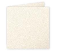 Clairefontaine 12886C - Paquet de 25 Cartes Doubles - Format Carré 13,5x13,5cm - 210g - Coloris Ivoire Irisé - Cartons d'Invitation Evènements et Correspondance - Gamme Pollen - Papier Premium Lisse