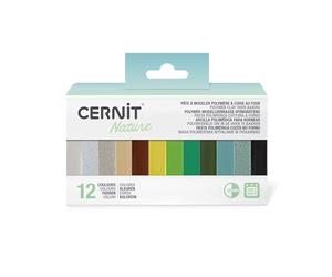 Clairefontaine CERNIT CEASS004C -Un Assortiment 12 Pains de Pâtes Cernit 25g-Pâte polymère effet nature assortiments de 12 couleurs différentes -Gamme nature,opaline et Number one-Modelage,DIY adultes