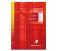CLAIREFONTAINE Copies doubles perforées Blanche 21x29,7cm 200 pages grands carreaux Seyès 90g étui carton