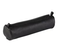 Clairefontaine Trousse ronde en cuir noir vieilli