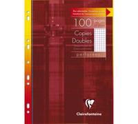 CLAIREFONTAINE Etui 100 pages copies doubles perforées Blanches grand format A4 petits carreaux 5x5 margé