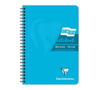 Clairefontaine Europa - Réf 5812Zpack Un lot de 5 Cahiers Spirales, Couvertures Brillantes et Résistantes, 180 Feuilles Lignées, Format A5 et Pages Micro-Perforées, Couverture Turquoise