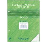 Calligraphe Feuillets mobiles perforés 7885C Verts sous film 17×22 cm 100 pages grands carreaux 80 g
