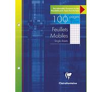 Clairefontaine Feuillets mobiles 17x22 – 100 pages 5x5, perforés, papier vélin velouté 90 g